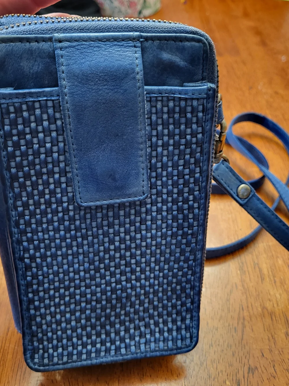 Milo Genuine Canadian Leather Woven Crossbody Bag with Phone Pocket And Wallet